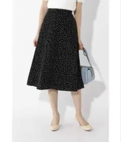 NATURAL BEAUTY BASIC ドット柄フレアスカート XS