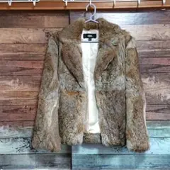 美品【CIMA】１１号、リアルラビットファーコート、毛皮、ブラウン