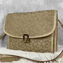 美品 CELINE キャンバス レザー ショルダーバッグ サルキー トリオンフ