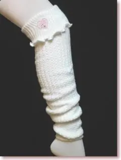【訳あり商品格安】　[寒さ対策] 　刺繍入りレッグウォーマー　白