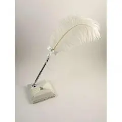 天然羽ペン＆ペンスタンドセット　結婚式やセレモニーの受付カウンター用