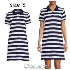 【新品】ラルフローレン メッシュ ポロシャツ ワンピース ストライプ S