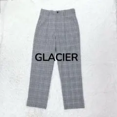 グラシア◆グレンチェックテーパードパンツ L グレー シングルタック 大人キレイ