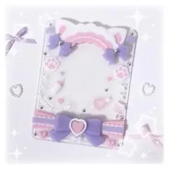 トレカケースデコ 硬質ケース レジン 猫耳メイド リボン