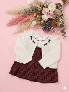 familiar ファミリア　半袖　トップス　チェック　りんご　80