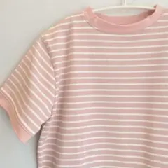 新品未使用ピンク ストライプ TシャツF