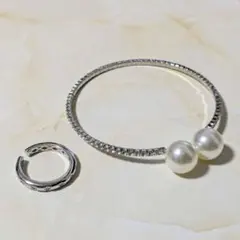 アクセサリー ブレスレット リング セット シルバー系
