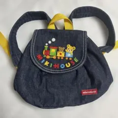 MIKI HOUSE ミキハウス デニムリュック 汽車 くま刺繍 子供用のサムネイル