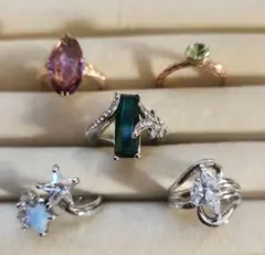 15〜18号 美品 ビンテージデザインリング5点まとめ売り