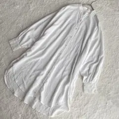 ローリーズファーム バンドカラールーズシャツ シャツワンピース チュニック 白