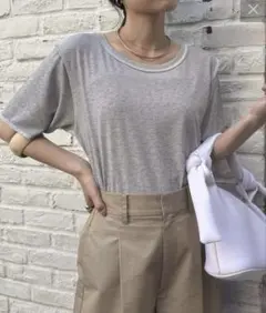 配色ステッチスラブシアー半袖TEEのサムネイル