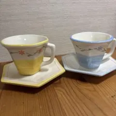 六角形 カップ＆ソーサー 2客セット