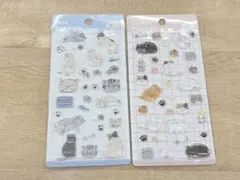 猫 ぷっくり3Dシール 2枚セット 立体シール 韓国風 デコシール 手帳デコ