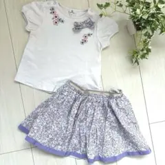 組曲 KUMIKYOKU 花柄刺繍Tシャツ スカート セット 90 100のサムネイル