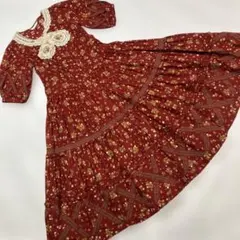 ピンクハウス ロングワンピース 赤 カーネーション ドット 花 リボン