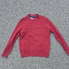 TOMMY HILFIGER 赤 ケーブルニット L