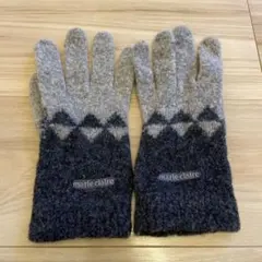 marie claire マリクレール ウール混紡手袋 グレー・ネイビー