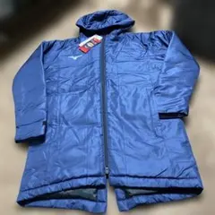 Mizuno ブレスサーモ発熱撥水フード付きベンチコートネイビーメンズSサイズ