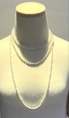 淡水パール ロングネックレス 約160cm フックなし ヴィンテージ感あり