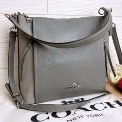 極美品☆COACHコーチ 2wayショルダーバッグ グレー レザー 大容量