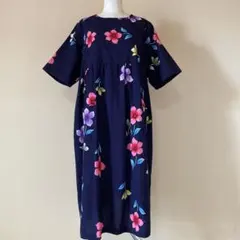 しつけ付き．浴衣リメイク・Aラインロングワンピース．左右ポケット 