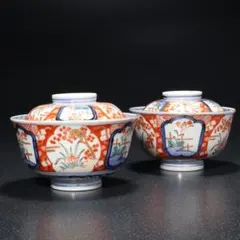 時代逸品！品のある白肌に極上金襴手の映えるお碗2点（検九谷伊万里懐石碗 時代逸品！品のある白肌に極上金襴手の映えるお碗2点（検九谷伊万里