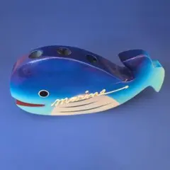 木製 クジラ型 ペン立て 置物 マリンデザイン