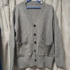 グレー Vネックカーディガン