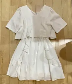 ダズリン♡dazzlin♡フリル付きホワイト半袖ワンピース♡Mサイズ