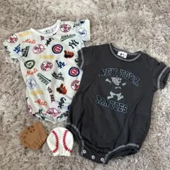 バースデイ トイザらス ヤンキース MLB ロンパース 野球ミトン セット