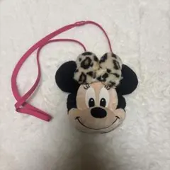 ミニーマウス ぬいぐるみバッグ ヒョウ柄リボン