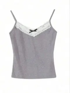 グレー レース付きキャミソール