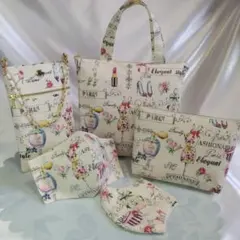 パリの香水デザインファッション小物セット　ハンドメイド　Elegant　5点