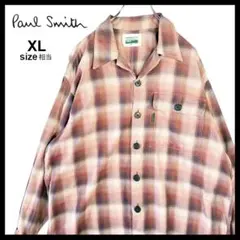 ポールスミス オンブレ チェック 長袖シャツ 古着 XL相当 サーモンベージュ