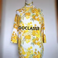 DOCLASSE イエロー花柄ストレッチハイネックチュニック