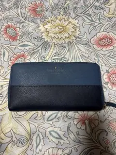 kate spade 青黒 ジッパー長財布