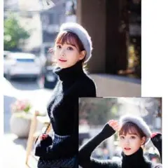 ベレー帽 ファー 黒 グレー 白 帽子 ハット キッズ  レディース