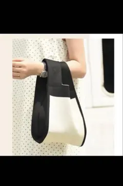 新品　ミニトートバッグ バイカラー ニット バッグ