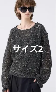 soerte Loose slub mesh knit pullover 黒