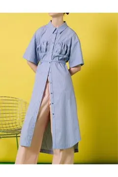 【最終値下げ】メゾンスペシャル　バックギャザーロングシャツドレスのサムネイル