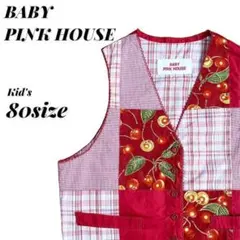 BABY PINK HOUSE チェリーチェックパッチワークベスト 80cmのサムネイル