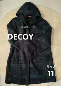 ダッフルコート ダークグリーン チェック柄 サイズ11