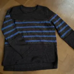 ストライプデザイン長袖ニットトップス