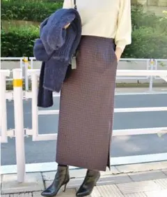 IENA ウールチェックタイトスカート
