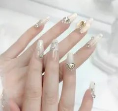 ネイルチップ 付け爪 リボン ハート