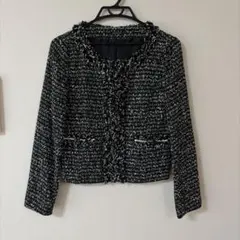 ノーカラー　ツイード　ジャケット