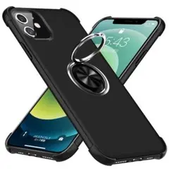 iPhone 12 mini ケース リング付き スマホケース  ブラック