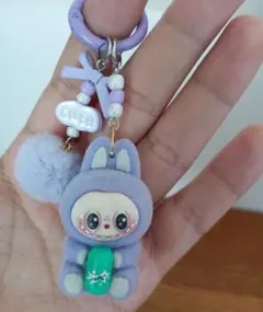 ラブブ らぶぶ Labubu キーホルダー 大人気　ストラップ　オレンジ　ラスト