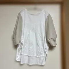 【pareatsu 】切り替えデザイン 半袖カットソー ホワイト