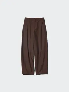 UNIQLO ジャージーバレルレッグパンツ 丈長め ブラウン M